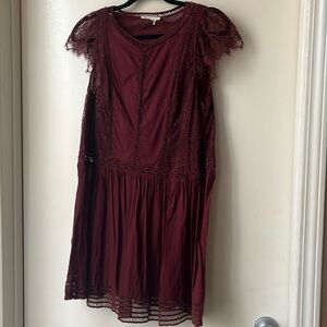Anthropologie Floreat Sweet water Wine Dress 12